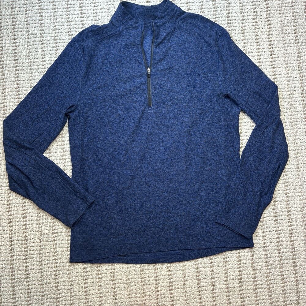 Lululemon Mens Surge Warm 1/2 Zip Pullover Size M Blue Black Heather Running